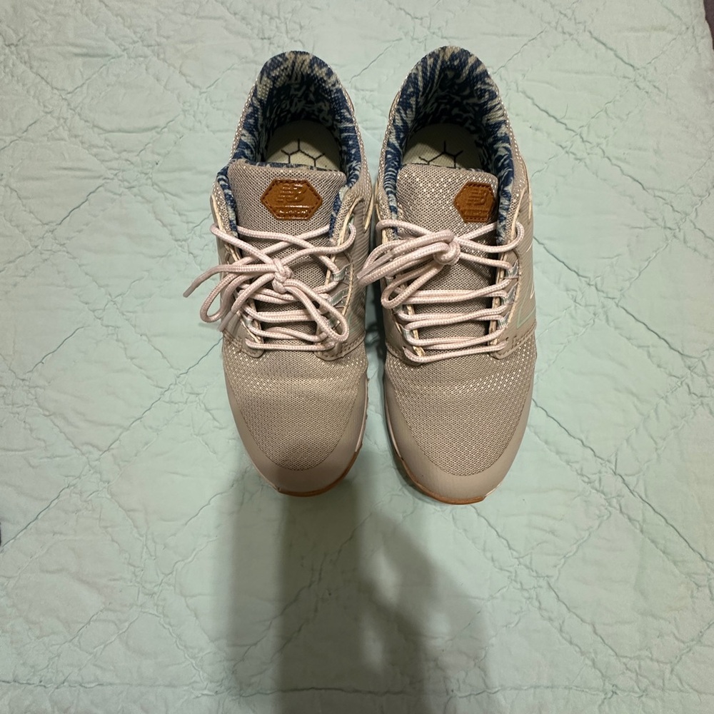 New Balance Pink Sneakers with Blue Patterned Lining